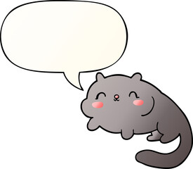 cartoon cat with speech bubble in smooth gradient style