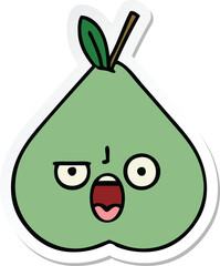 sticker of a cute cartoon green pear