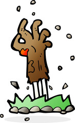 cartoon zombie hand rising from ground