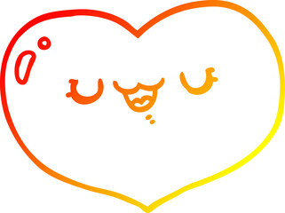 warm gradient line drawing of a cartoon love heart