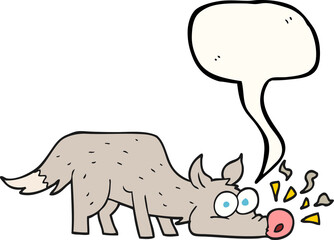 freehand drawn speech bubble cartoon dog sniffing