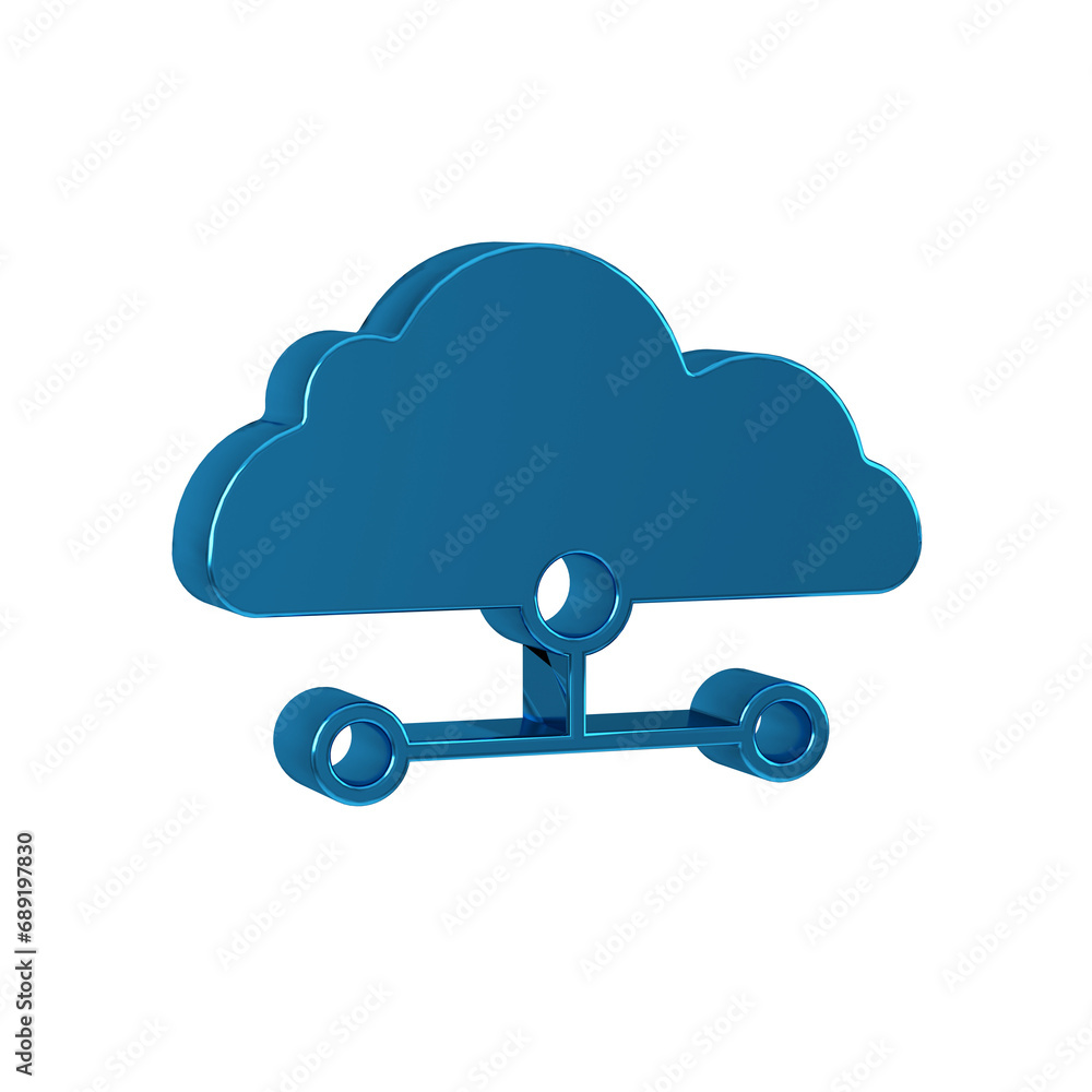 Poster blue network cloud connection icon isolated on transparent background. social technology. cloud comp