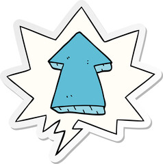 cartoon pointing arrow with speech bubble sticker