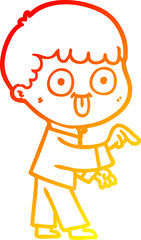 warm gradient line drawing of a cartoon man staring