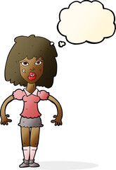 cartoon girl fight with thought bubble