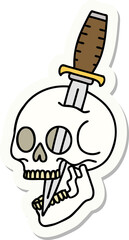 sticker of tattoo in traditional style of a skull