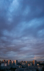 Sunset clouds colorful and building photo