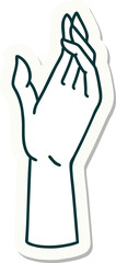 sticker of tattoo in traditional style of a hand