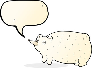 funny cartoon bear with speech bubble