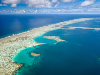 Scenic Aerial Drone Picture of the Outer Reef Atoll of Pohnpei, Micronesia