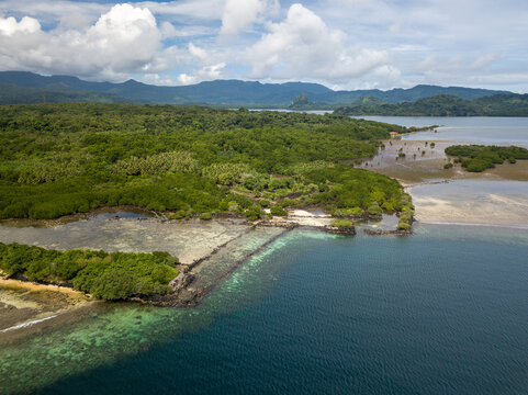 Scenic Aerial Drone Picture of the Nan Madol Ancient City, UNESCO World Heritage, in Pohnpei, Micronesia