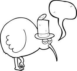 freehand drawn speech bubble cartoon kiwi bird