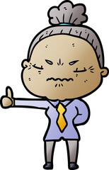 cartoon annoyed old lady