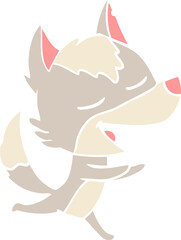 flat color style cartoon wolf laughing