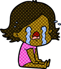 cartoon woman crying