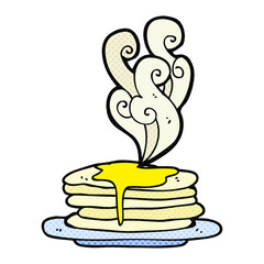 freehand drawn comic book style cartoon stack of pancakes