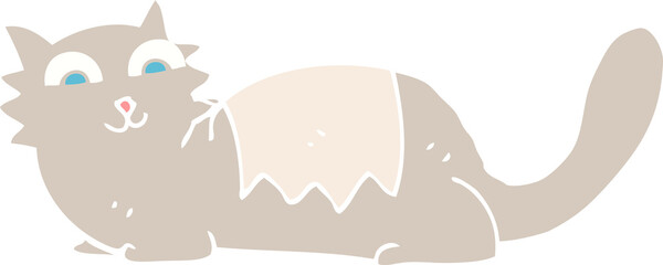 flat color illustration of cat
