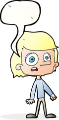 cartoon worried boy with speech bubble