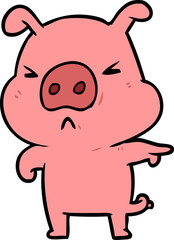 cartoon angry pig pointing