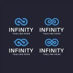 set bundle flat infinity logo design template