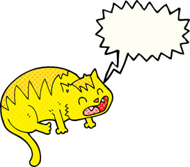 freehand drawn comic book speech bubble cartoon cat