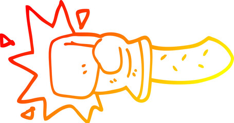 warm gradient line drawing of a cartoon punch