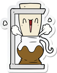 sticker of a cartoon filter coffee machine
