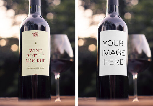 Wine Bottle with Label Mockup