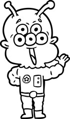 happy cartoon alien waving