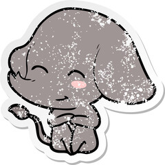 distressed sticker of a cute cartoon elephant