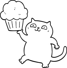 cartoon cat with cupcake