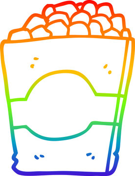 recommend clip art: rainbow gradient line drawing of a cartoon popcorn