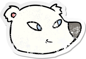 distressed sticker of a cartoon polar bear face