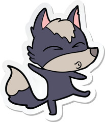 sticker of a cartoon wolf pouting