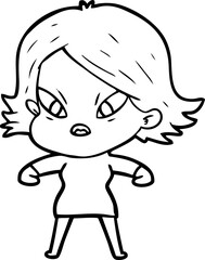 cartoon stressed woman