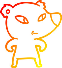 Obraz premium warm gradient line drawing of a cute cartoon bear