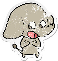 distressed sticker of a cute cartoon elephant
