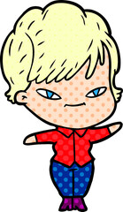cartoon happy woman