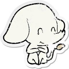 distressed sticker of a cute cartoon elephant