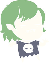 flat color style cartoon undead vampire girl