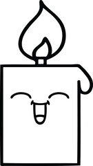 line drawing cartoon of a lit candle