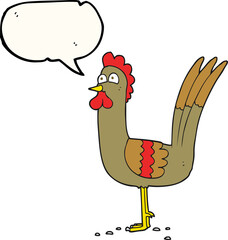 freehand drawn speech bubble cartoon chicken