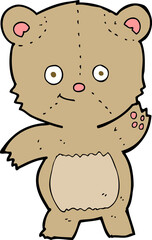 cartoon waving teddy bear