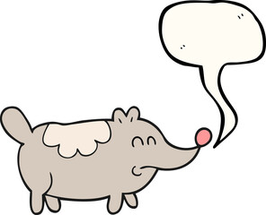 freehand drawn speech bubble cartoon small fat dog