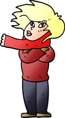 cartoon doodle girl with scarf