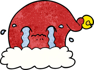cartoon christmas santa hat crying