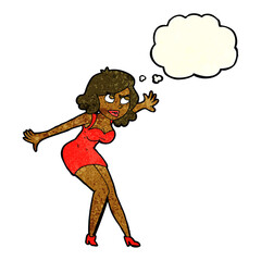 cartoon female spy with thought bubble