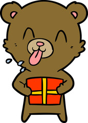 bear cartoon chraracter with present
