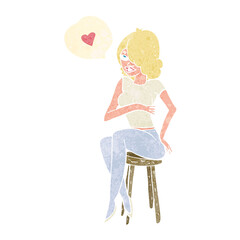 woman sitting on chair talking about love
