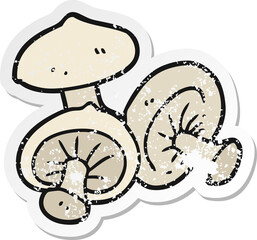 retro distressed sticker of a cartoon mushrooms